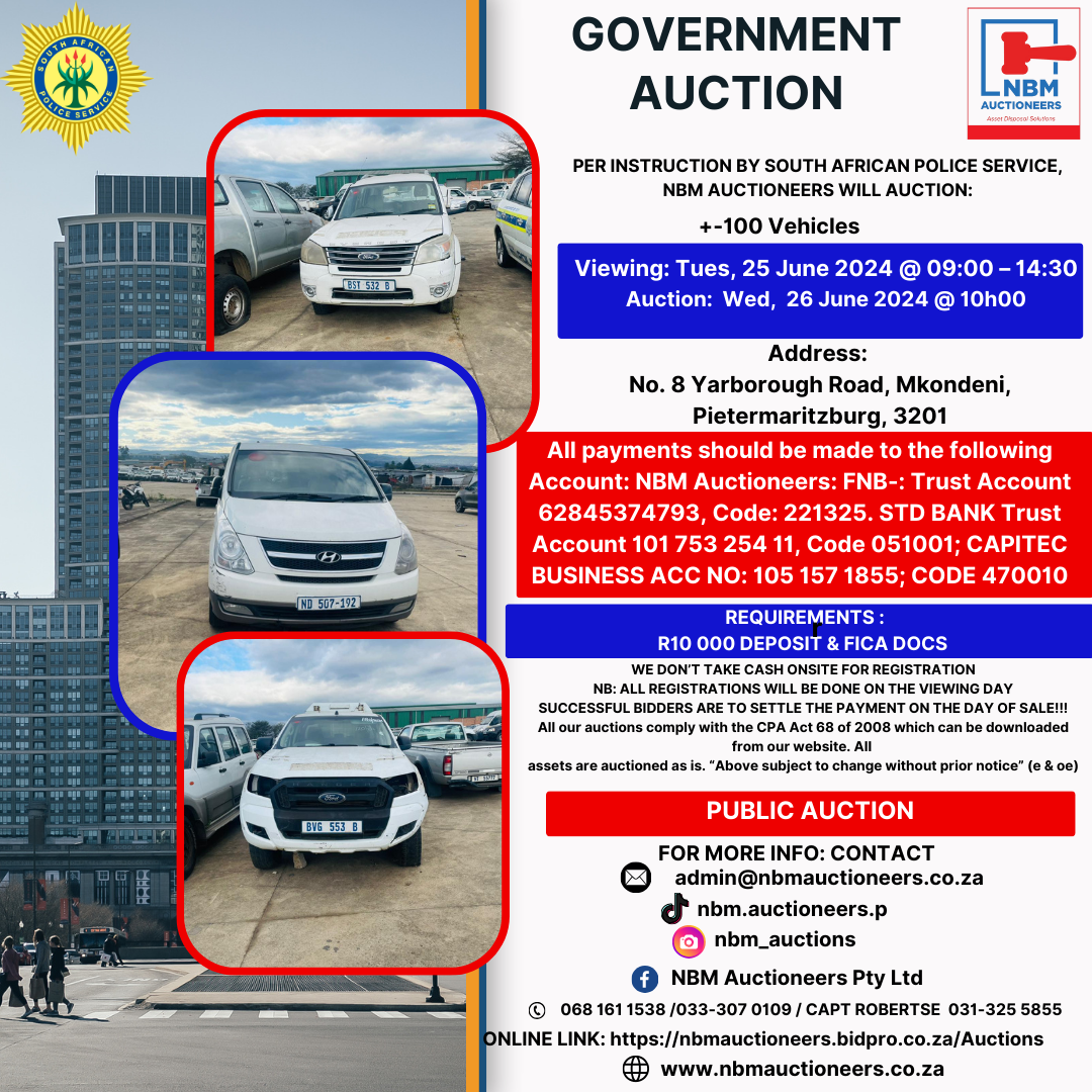 SAPS MKONDENI AUCTION KZN NBM Auctioneers